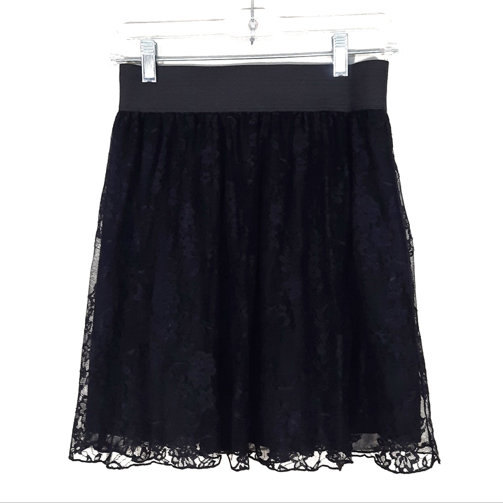 Black Lace High Waisted Mini Skirt, Medium (Juniors'), Pre-Loved